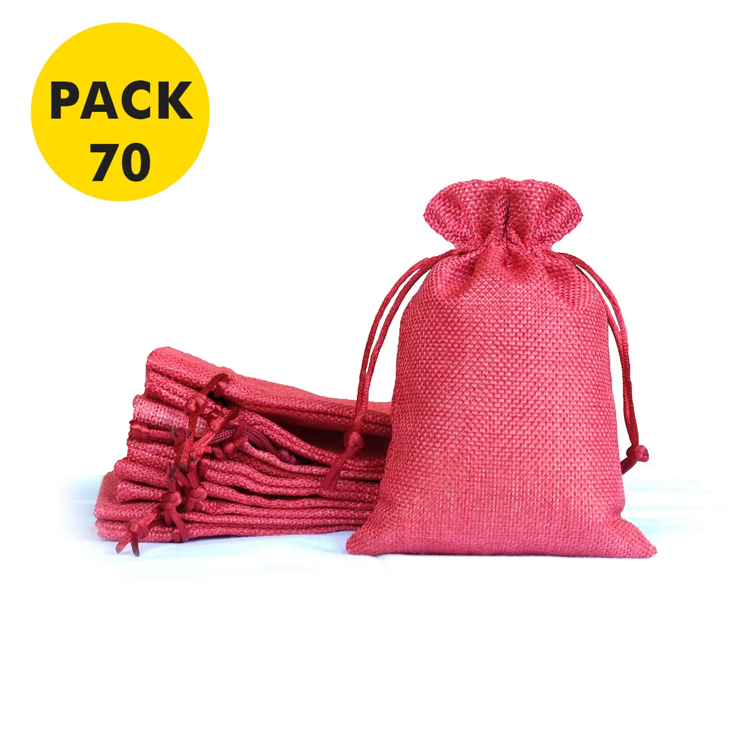 Lifekrafts Pink jute Linen Pouches Birthday and Party Favour Bags Potlis for Functions, Baby Showers, Candy Bags Size-20x25 cm (